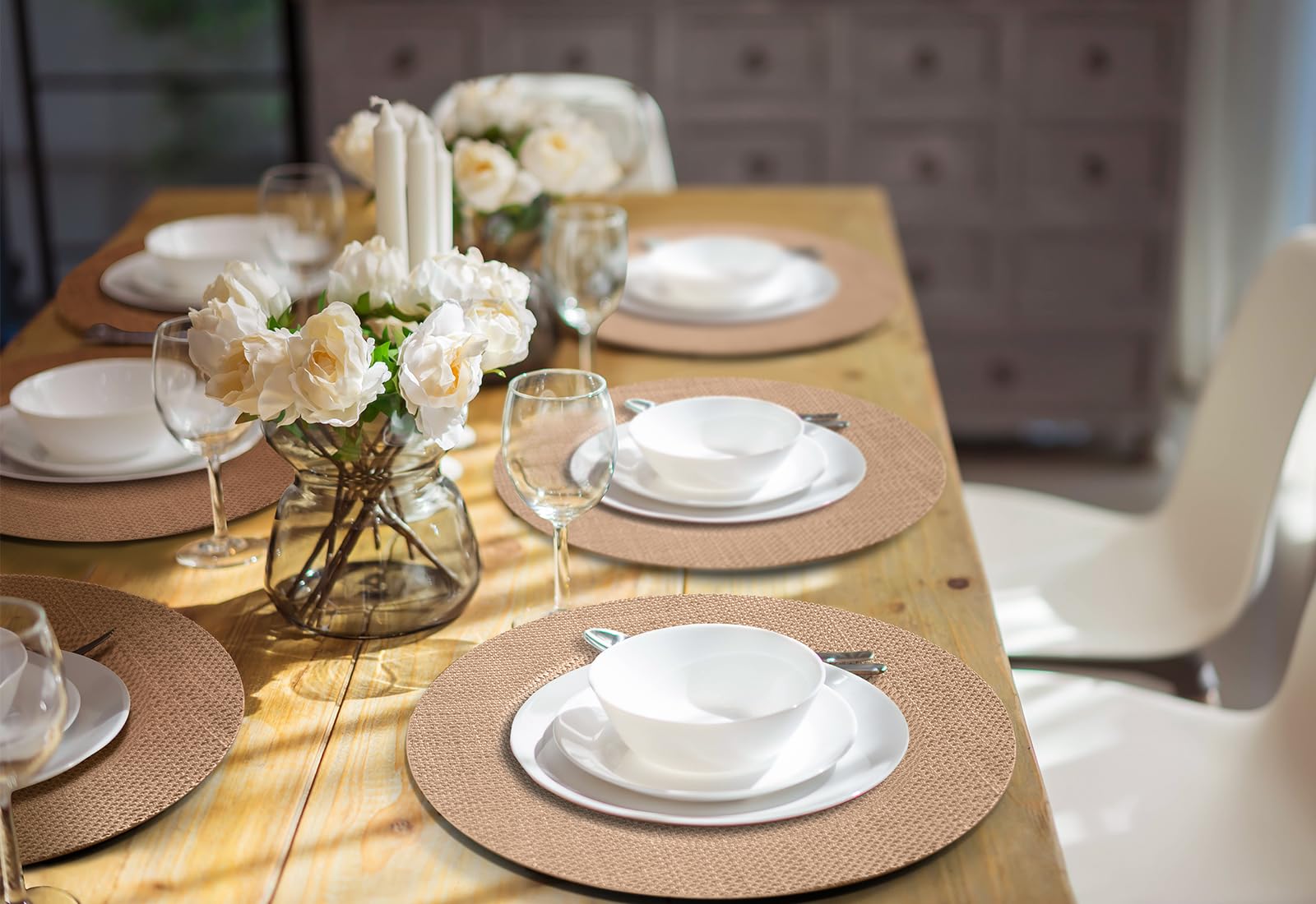 Burlap Charger Plates Set of 12: Rustic Burlap Charger Plates Table Decorations, for Dinner Plates WeddingThanksgiving and Thanksgiving,Christmas, Party, Birthday and Holiday Event Supplies (Color 1)