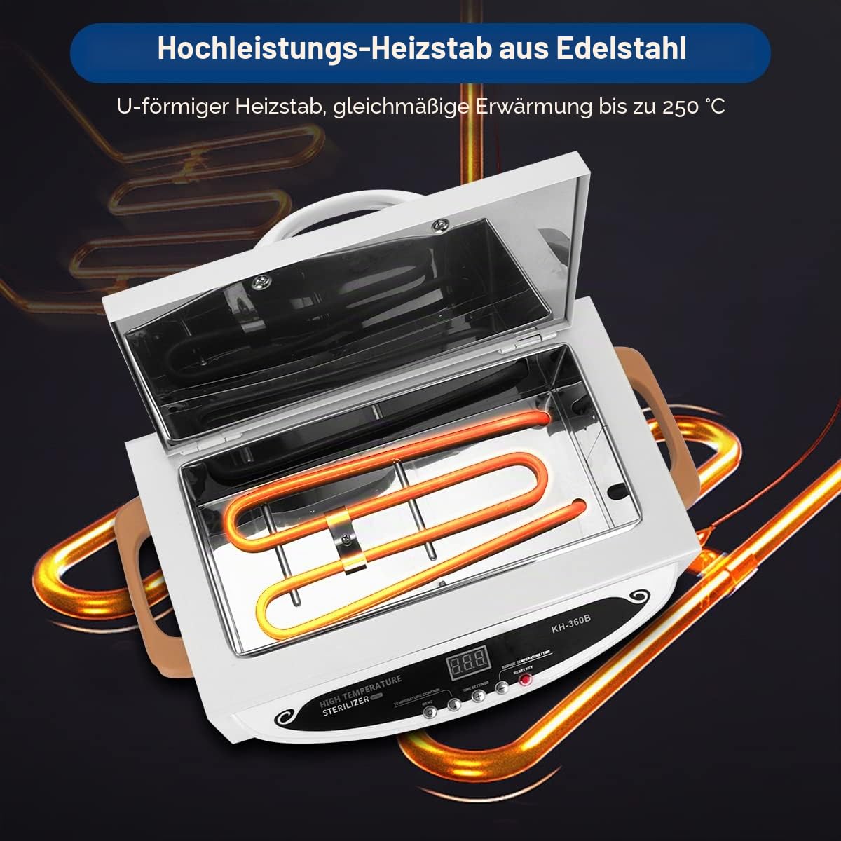 Xverycan 500W Heißluftsterilisator Desinfektion, 250℃ Trockene Hitze Hochtemperatur Sterilisator, Kleine Sterilisatoren für Nagelwerkzeuge, Kosmetikwerkzeuge, Friseurwerkzeuge, Schönheitssalon