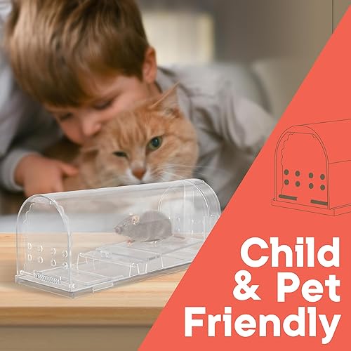 Miniatura 6 de Trampa para ratones transparente humana, paquete de 4, trampas para ratones vivos que atrapan y liberan para interiores y exteriores, seguras para