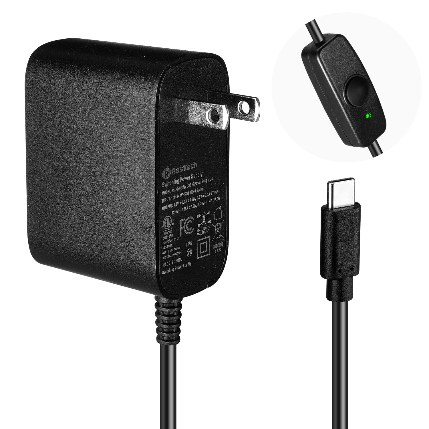 Raspberry Pi5 8GB +純正電源アダプター Amazon.com: RasTech 27W Power Supply with Switch for Raspberry Pi