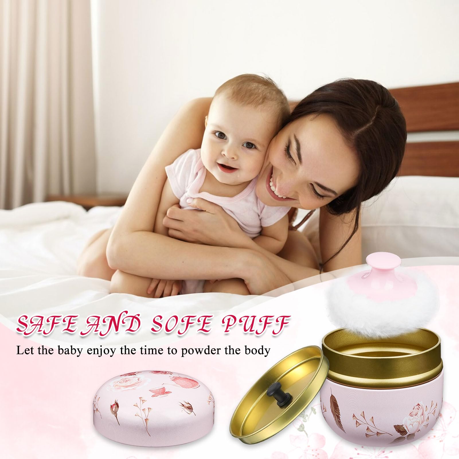 NICENEEDED Soffio per Cipria e Contenitore Contenitore per Cipria Portatile Vuoto Contenitore per Cipria con Coperchi Porta Cipria Sfuso per Trucco Cosmetico