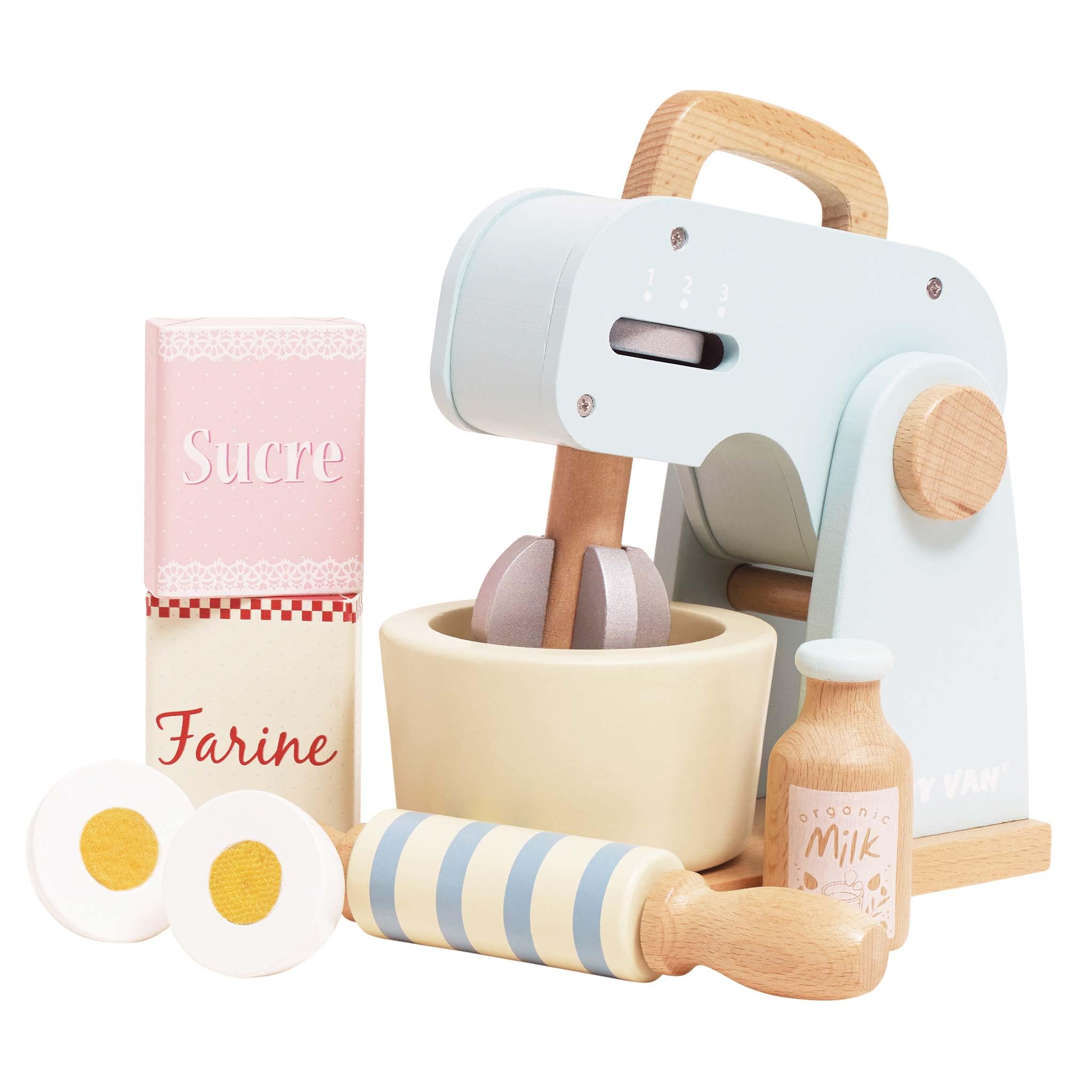 Honeybake Wooden Mixer Pretend Play Toy Set | Kids Role Play Toy Kitchen Accessories