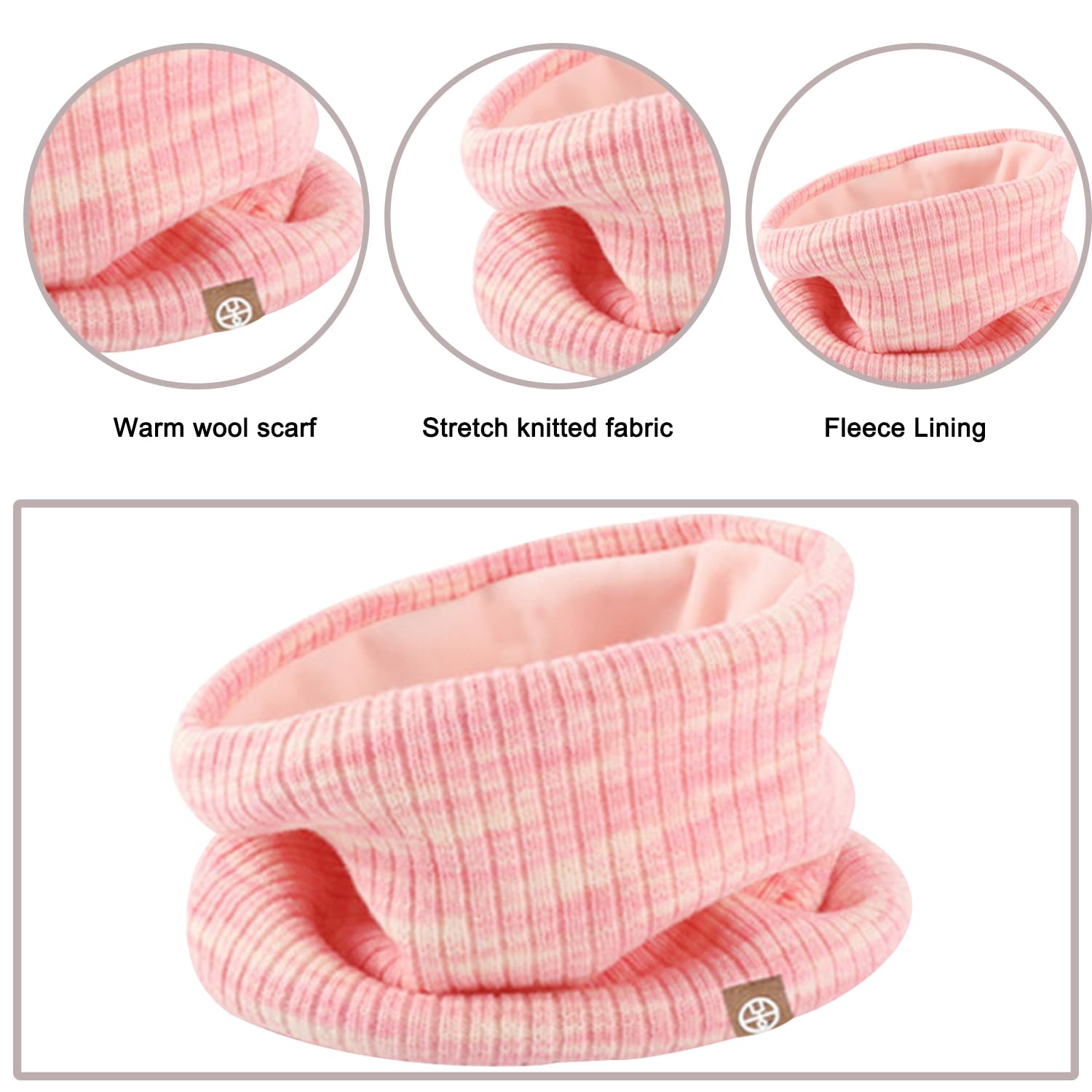 Enwokran Ensemble de Bonnet Écharpe Gants 3 en 1 pour Enfant- Bonnet en Tricot Thermique Tricoté Tour de Cou Chaud Gant Écran Tactile Set Accessoires D'hiver pour Fille Garçon 5-12