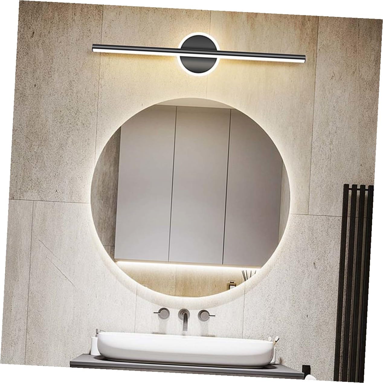Lampe Led Pour Miroir De Salle De Bain Simple Et Moderne 10w 38x13x6 Cm Noir Variation 3 Couleurs, Éclairage Mural Réglable Pour Maquillage, Usage Salle De Bain Et Dressing, 220v