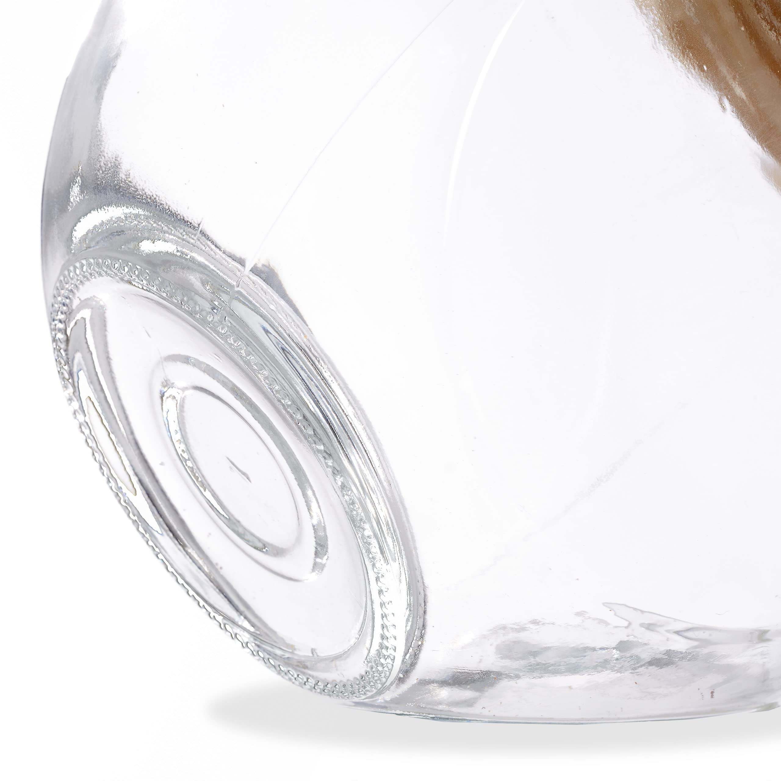 Relaxdays Botes Cristal Tapa de Bambú, Set de 2, Tarros Almacenaje, para Mesas de Chuches, 1,5 L, Transparente/Natural
