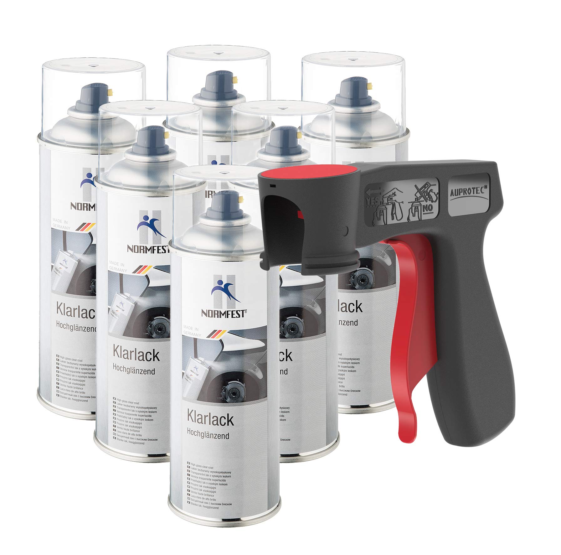 AUPROTEC Pistolengriff + Normfest Hochglanz Klarlack High Speed Spezial Kombinations Lack Versiegelung 6x 400ml