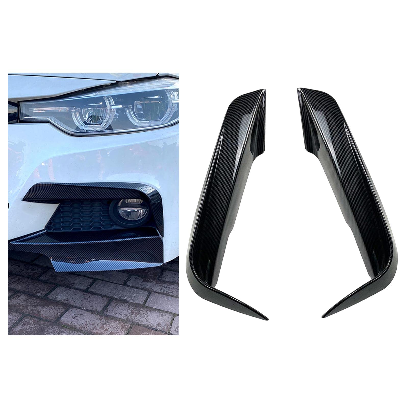 1 Paar Frontlippe Frontlippe F30 F31 Frontspoiler Frontstoßfänger Frontverkleidung Aus Stabilem PP für Austausch Modifikation Tuning Fahrzeuggestaltun, bis Schwarze Streifen