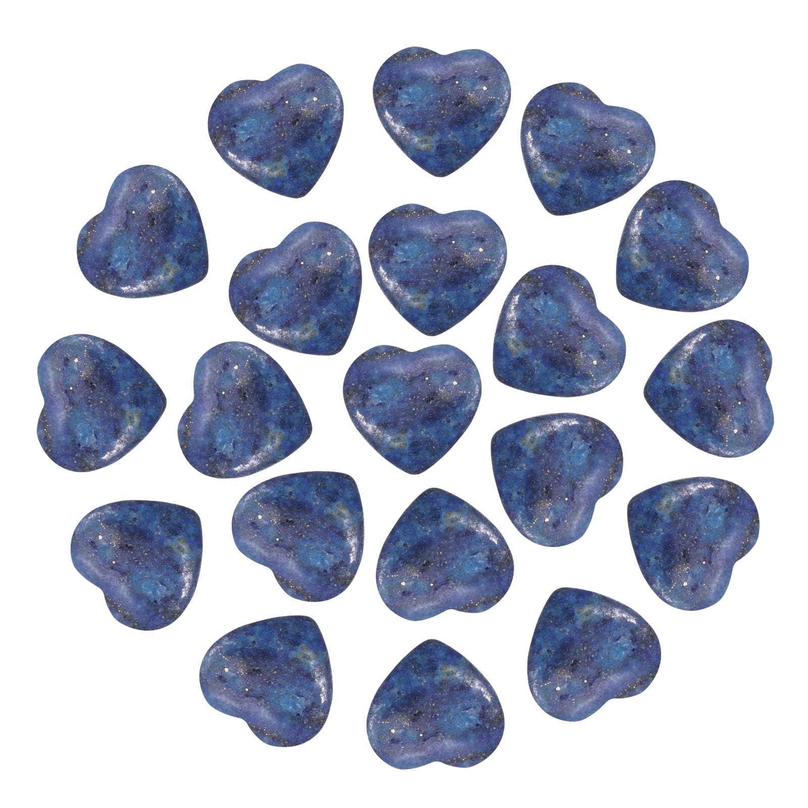 PATIKIL 20 Pcs Natural Heart Shaped Crystal Stone, 1 Inch Mini Polished Love Gemstone Crystal, Pocket Rock Engraved Worry Stones for Women Gifts Meditation, Dark Blue