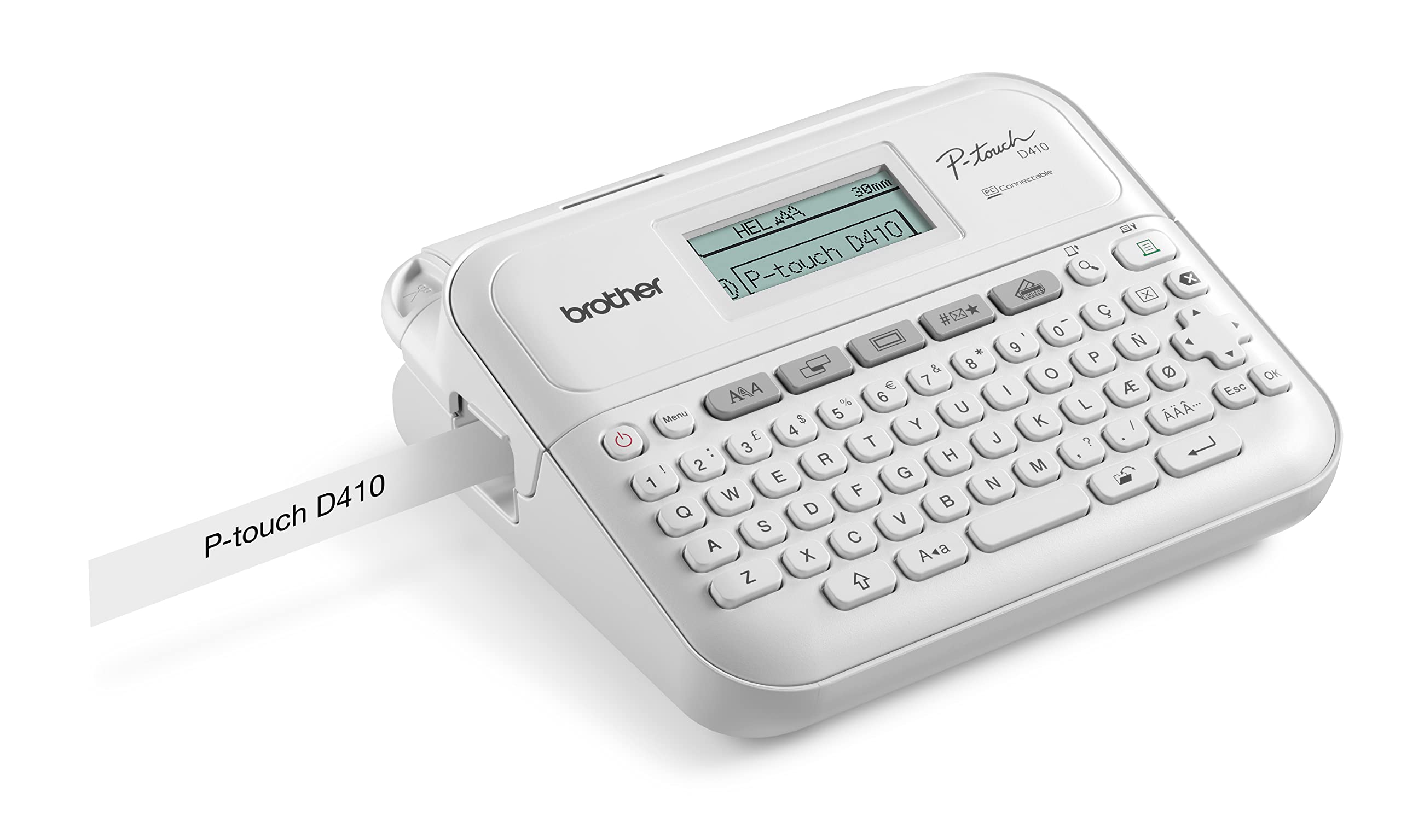 Brother PT-D410 Stampante per etichette desktop versatile | Etichettatrice desktop P-Touch | Tastiera QWERTY | Etichette altamente resistenti fino a 18 mm di larghezza, spina UK