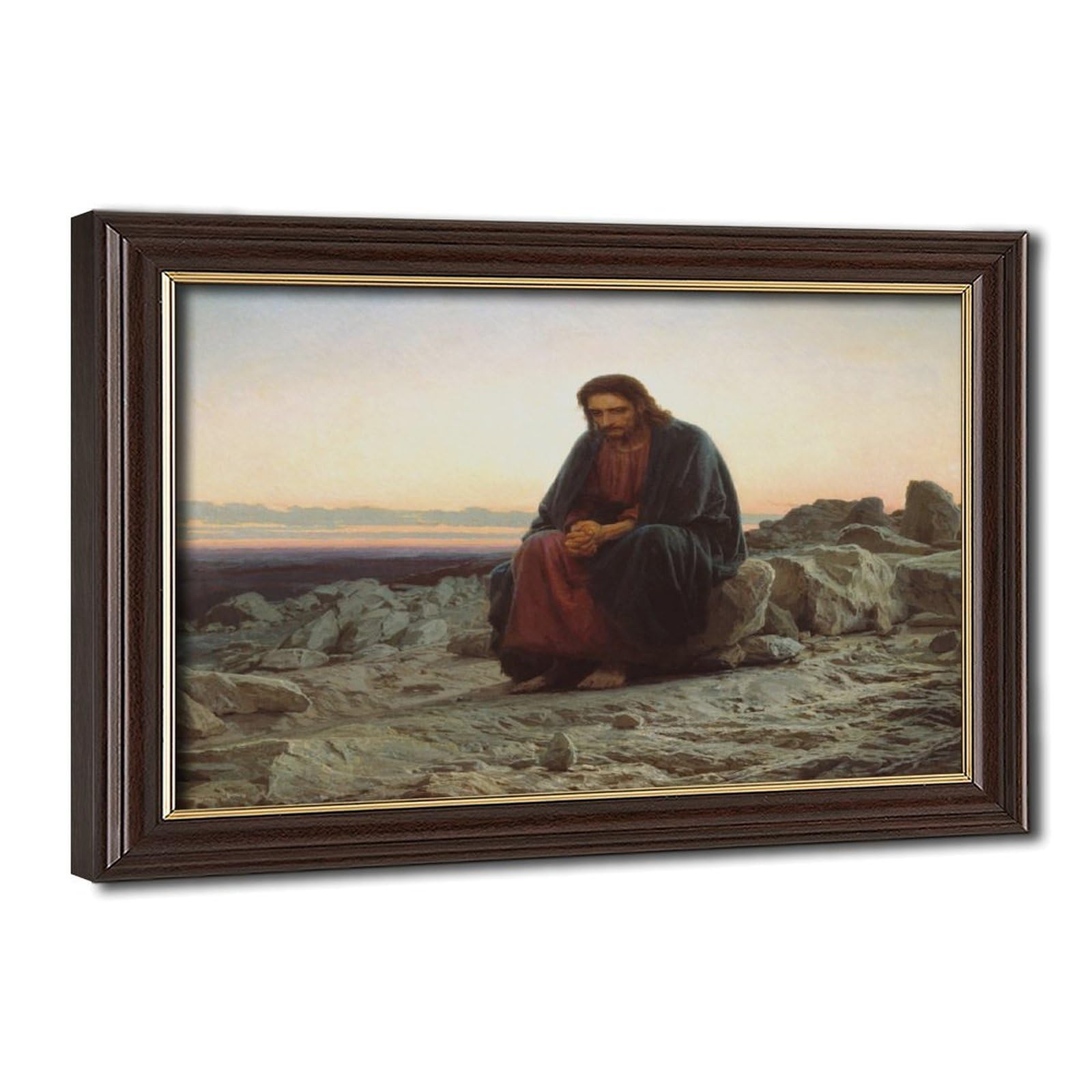 WCYB Ivan Nikolaevich Kramskoi - Christ in The Wilderness Desert Prints Posters Canvas Deco Paintings Wall Art For Office Hangable Frame 20" L X 30" W