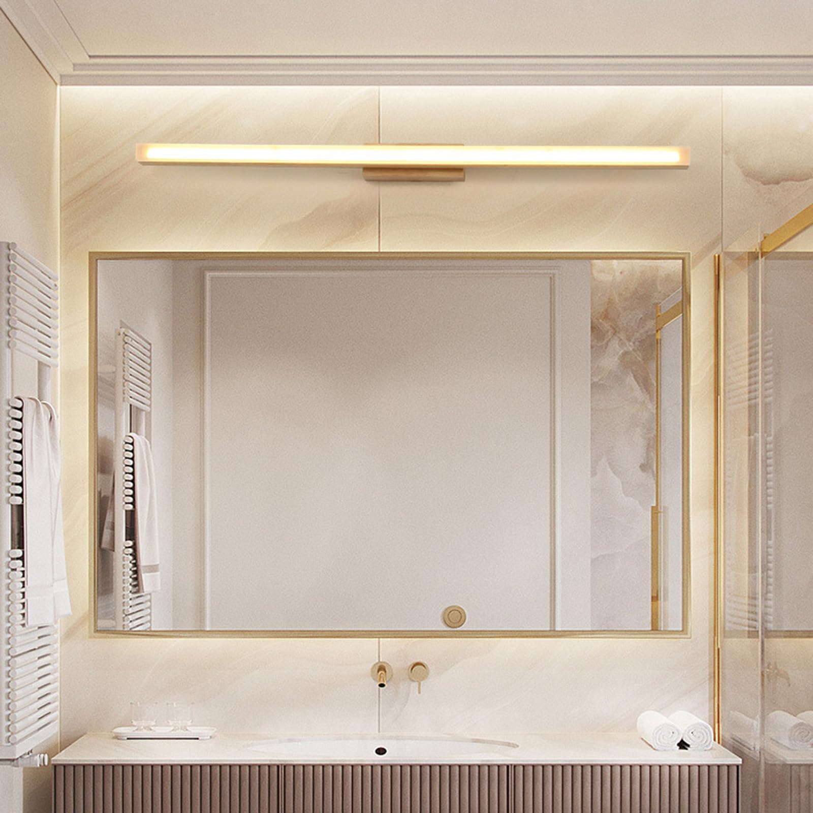 Lampa ścienna LED Lustro Długa lampa ścienna Nowoczesne wnętrze Minimalistyczna oprawa ścienna Długa konstrukcja Akrylowe oświetlenie ścienne do sypialni Salon Korytarz (jasne drewno - ciepłe