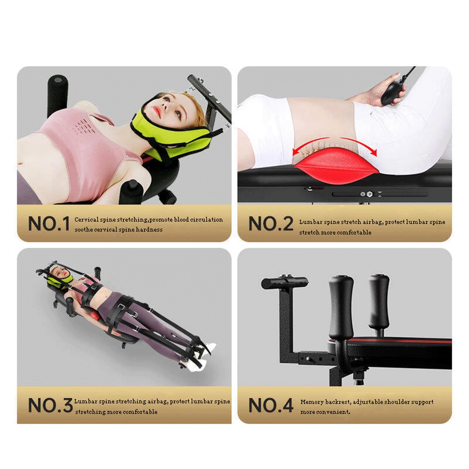 Tabla de inversión de máquina de estiramiento de espalda para terapia de alivio del dolor, banco de entrenamiento multifuncional, entrenamiento de espalda, longitud ajustable y gran carga