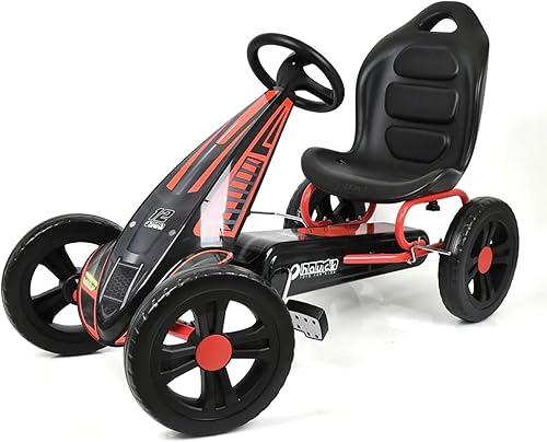 Hauck Pedal ciclón Go Kart con asiento de cubo ajustable, ruedas de plástico de espuma EVA de 12 pulgadas, freno de mano para ruedas traseras,