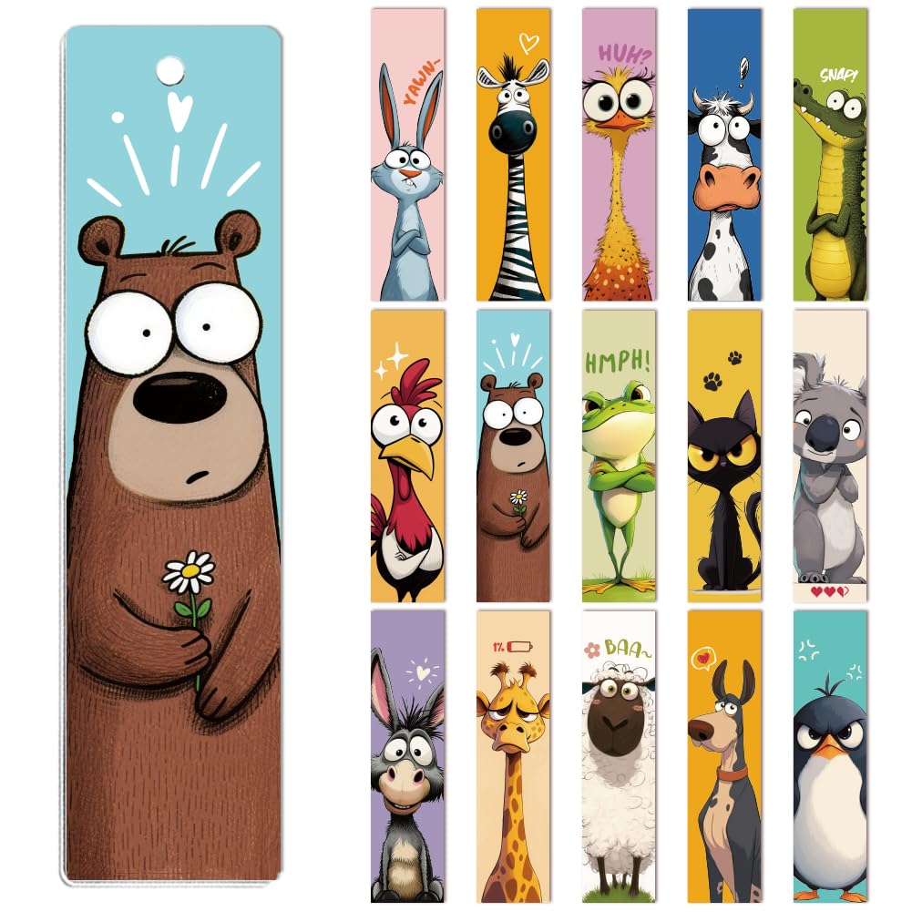 Peacoblue Interesting Animals Bookmark Wraps, UV DTF Transfer 30PCS