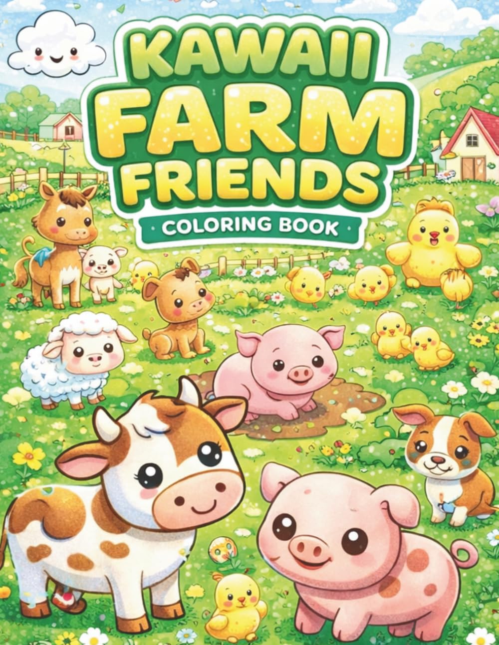 Kawaii Farm Friends: Super Cute Animals Coloring Book for Kids and Toddlers (Kawaii Coloring Adventures)