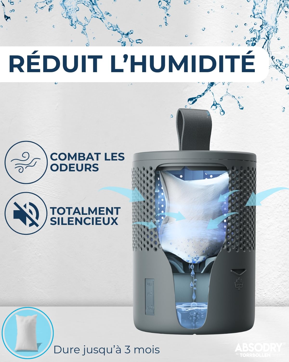 AbsoDry - Recharge déshumidificateur d'air Anti moisissure 8×600 g - Compatibilité Universelle - Empêche Les odeurs & retient l'humidité - Recharge absorbeur d'humidité