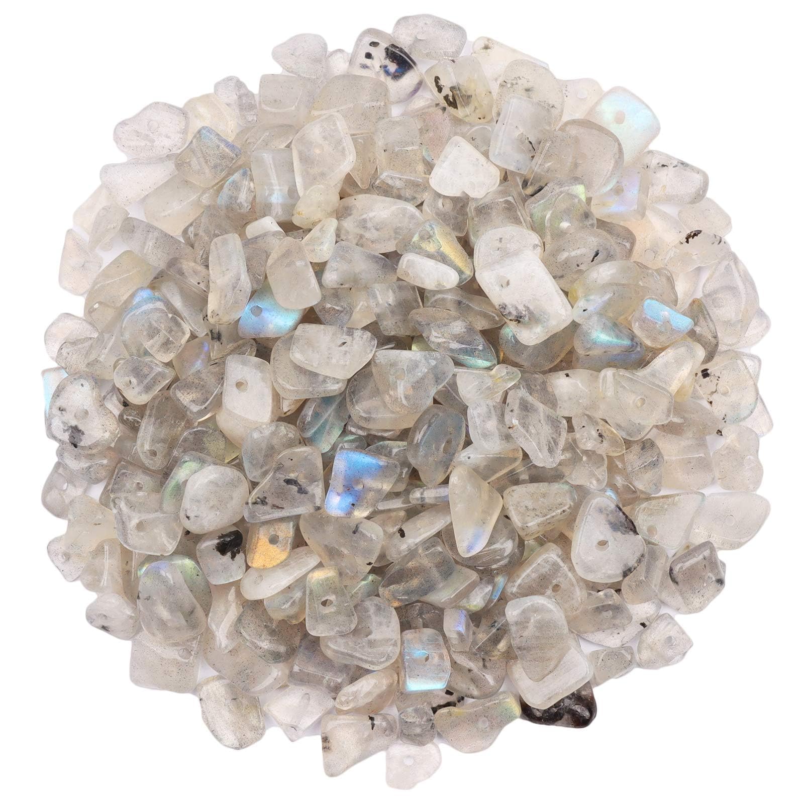 500Pcs Gray Labradorite Crystals Chips Gemstone Beads 5-8mm, Irregular Natural Crystal Beads for Jewellery Making, Drilled Tumbled Chips for Bracelet Making — image 1