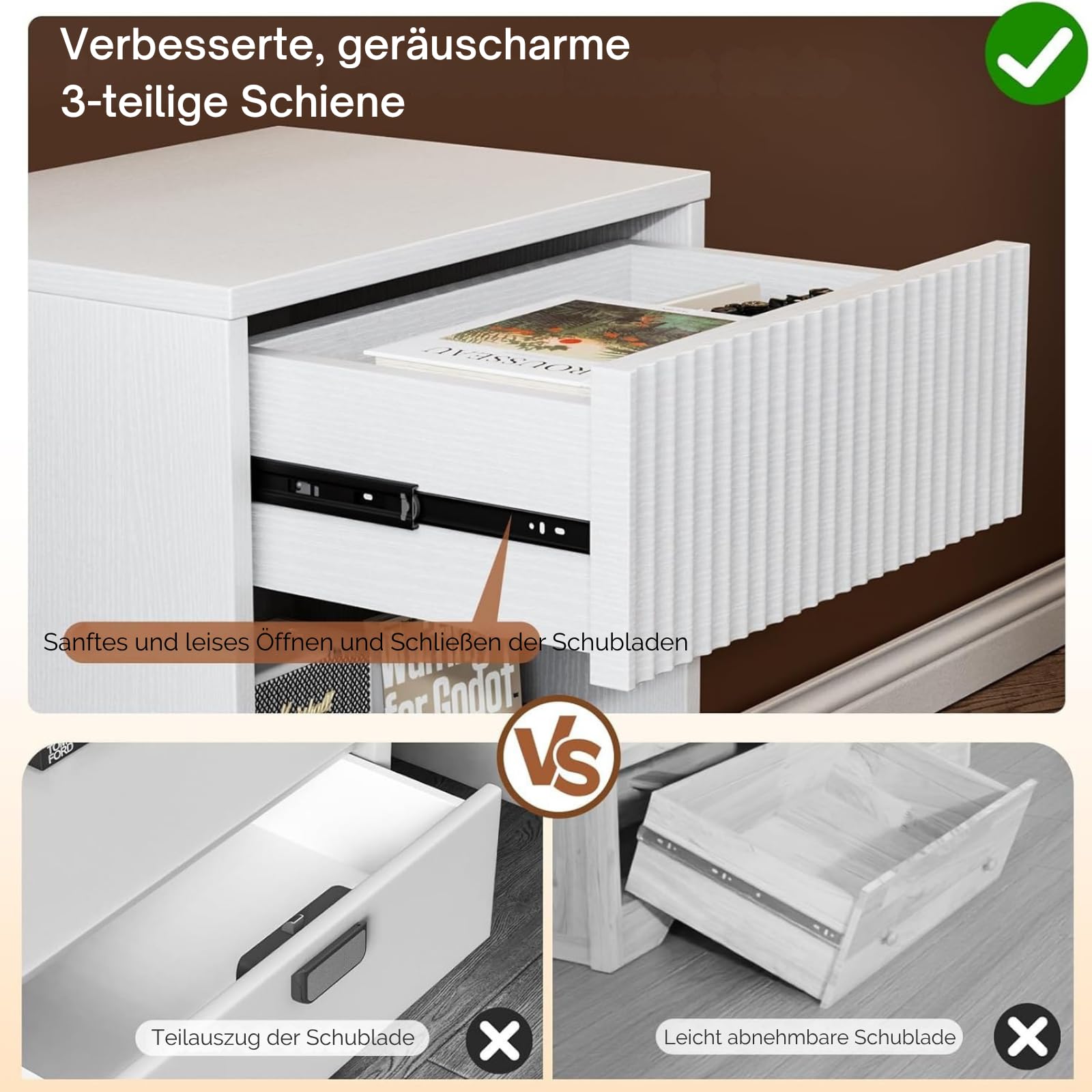 LEADZM Nachttisch Hängend 2er Set, Nachtschrank 40x30x33cm Weiß | Wandregal mit 1 Schublade 1 offenem Fach Wandmontage für Schlafzimmer,Wohnzimmer