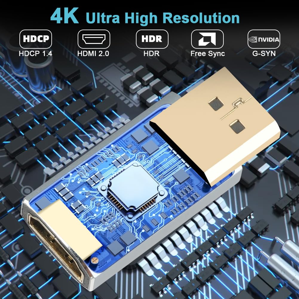 AXFEE 2 Pezzi Adattatore DisplayPort a HDMI 4K, Risoluzione 4K@30hz DP Maschio a HDMI Femmina Convertitore, hdmi Adattatore Displayport, per HDTV, Monitor, Proiettori, Portatili, Desktop