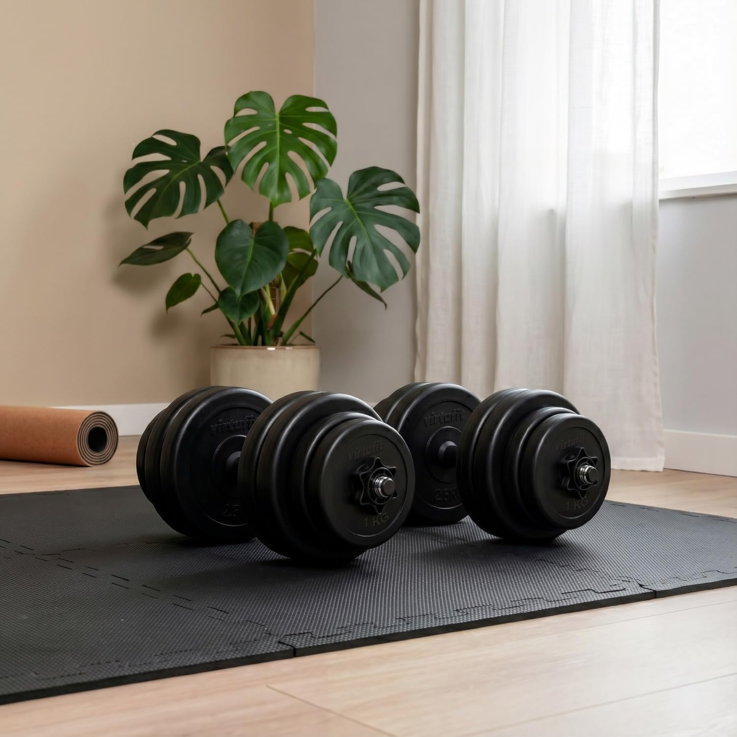 Virtufit Manubri regolabili in vinile – Pesi fitness – 15 kg