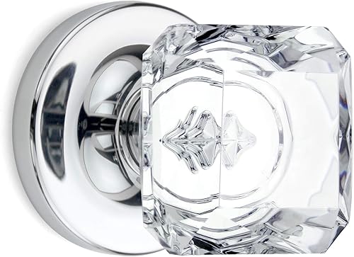 Paquete de 8 pomos de puerta de cristal de corte princesa Passage Roseta redonda cromada disponible en Yaxa Colombia