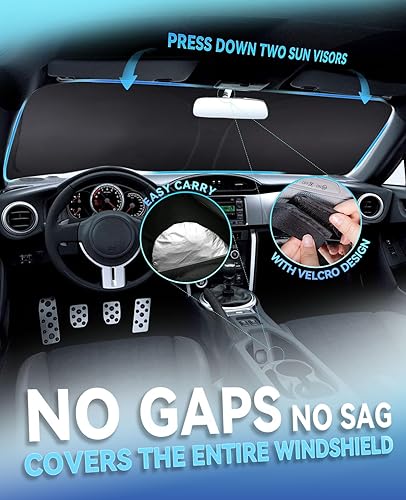 Miniatura 176 de Parasol de parabrisas de ajuste personalizado para Nissan Titan 2017-2024, bloquea los rayos UV y el calor, parasol de ventana delantera, fácil