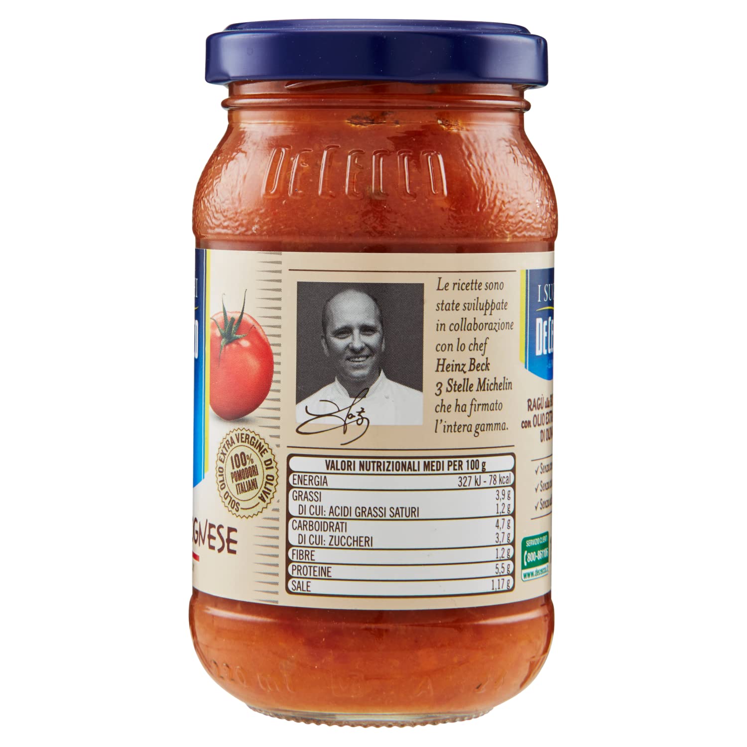 6x De Cecco Ragù alla Bolognese con Vitellone Bianco dell'Appenino Centrale IGP sauce au boeuf blanc de l'IGP des Apennins centraux avec 100% de tomates italiennes 190g