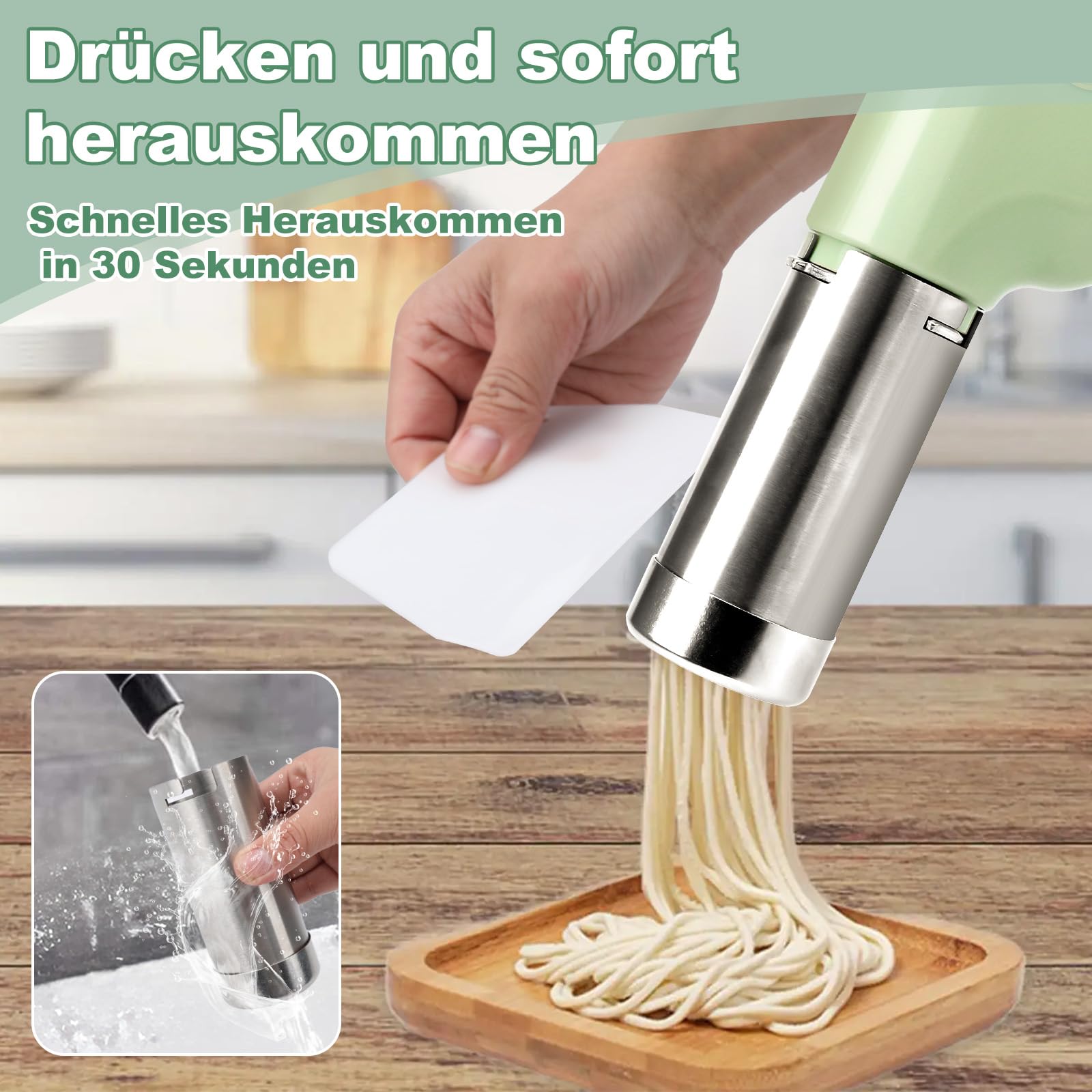 Elektrische Hand Nudelmaschine 2600mAh, Aufladbar Handheld Pasta Presse mit 5 Pressformen