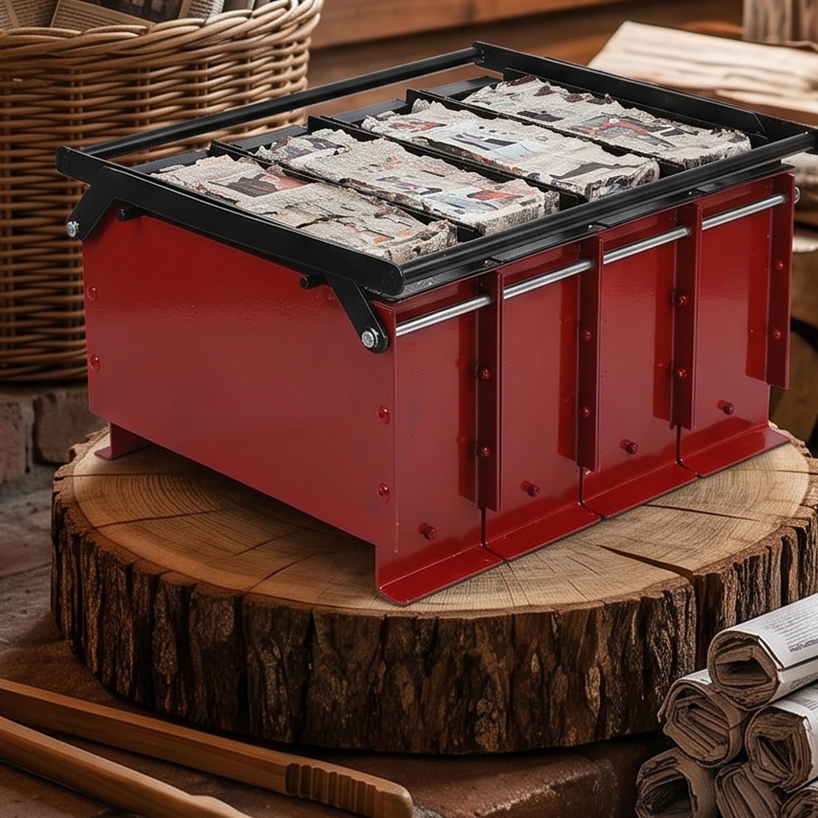 Yctze Pressa per Bricchette di Carta in Acciaio Al Carbonio, Compattatore per Carta di Scarto, per Trasformare la Usata in Bricchette Solide for Uso Domestico e Riciclo