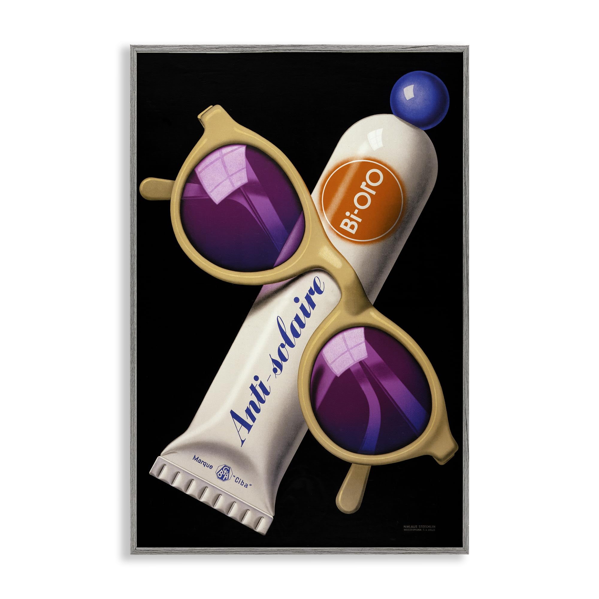 Stupell Industries Farmhouse Gray (Textured) 'Sunblock & Sunglasses'| Framed Giclee Art