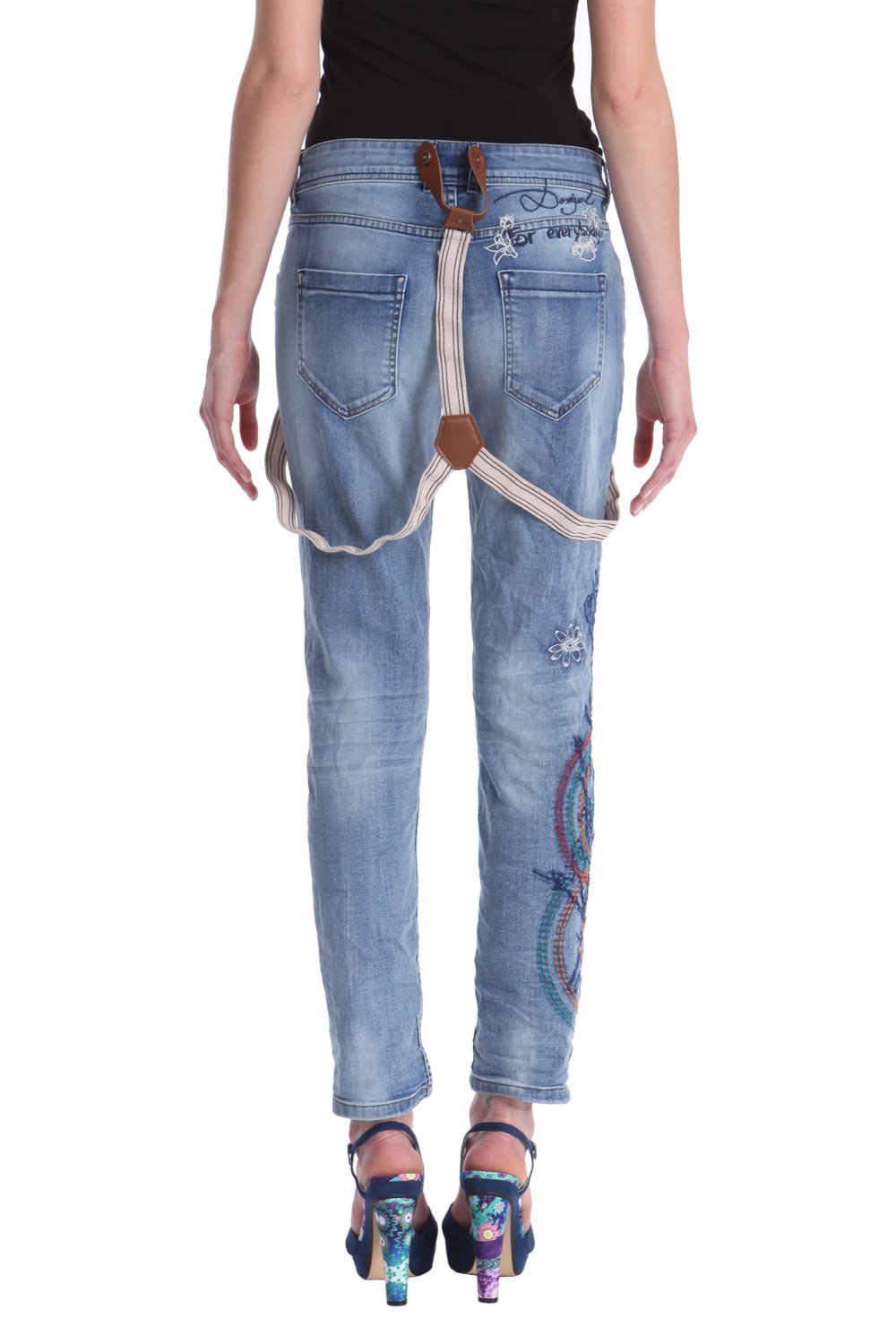 Desigual Women's Tinto Denim Long Trousers, Light Wash Blue