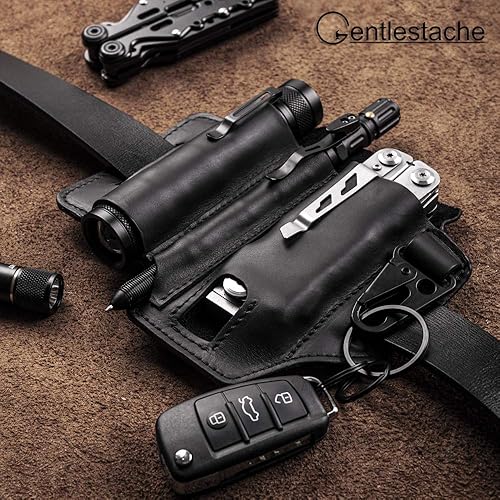 Miniatura 4 de Funda Gentlestache multiherramienta para cinturón, organizador de bolsillo de piel, para uso diario, funda Leatherman con soporte para bolígrafo,