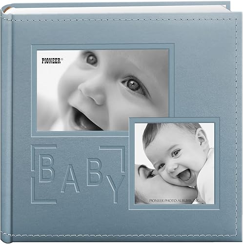 Pioneer álbum para 200 fotos con cubierta de piel sintética con la palabra Baby en relieve con marco para fotos de 4 x 6pulgadas, color azul disponible en Yaxa Colombia
