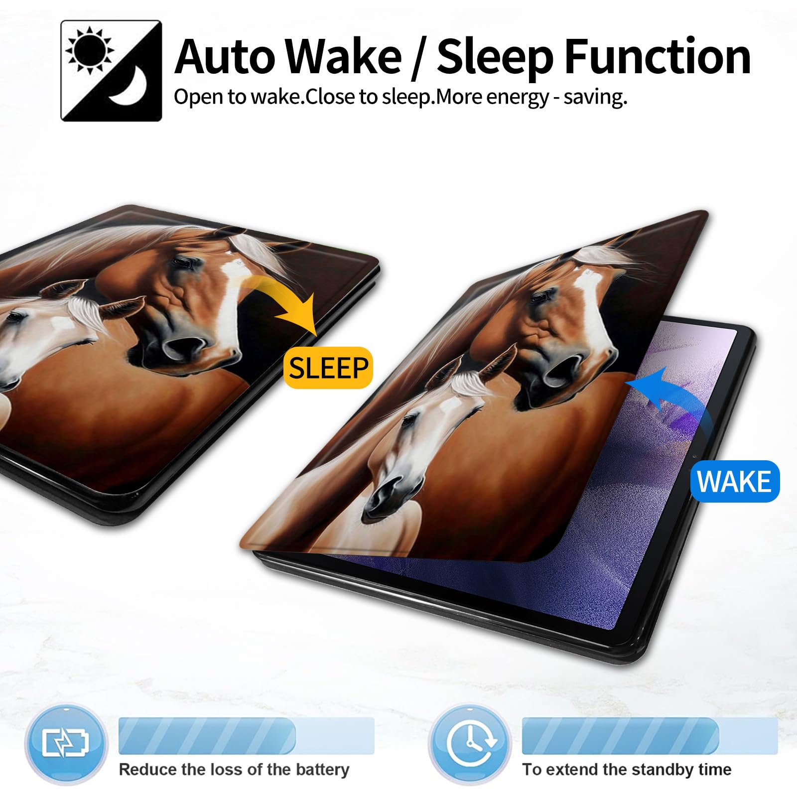 Funda para Kindle Scribe de 10.2 pulgadas (lanzado en 2022), funda inteligente delgada de piel sintética con apagado y encendido automático para Kindle Scribe 2022 e-Reader, caballos marrones 5