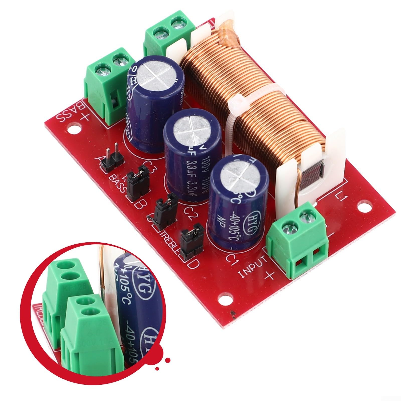 Filtre croisé haute capacité 400 W facilitant un contrôle précis du son sur les variations d'impédance