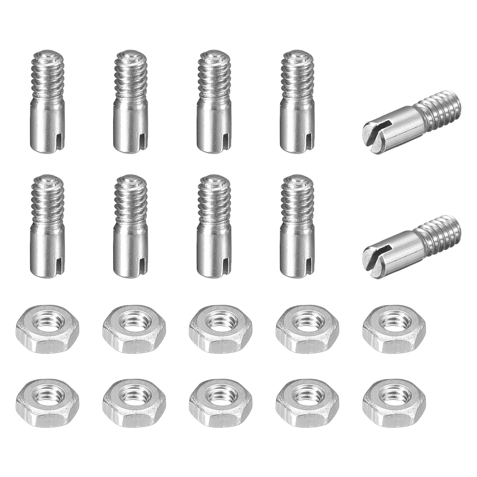 QUARKZMAN 10 sztuk kołków walcowych M2 x 5 mm 304 kołków rozporowych ze stali nierdzewnej z gwintem zewnętrznym M2 x 2,5 mm, z rowkiem i nakrętkami, zestaw do produkcji mechanicznej, przemysłu