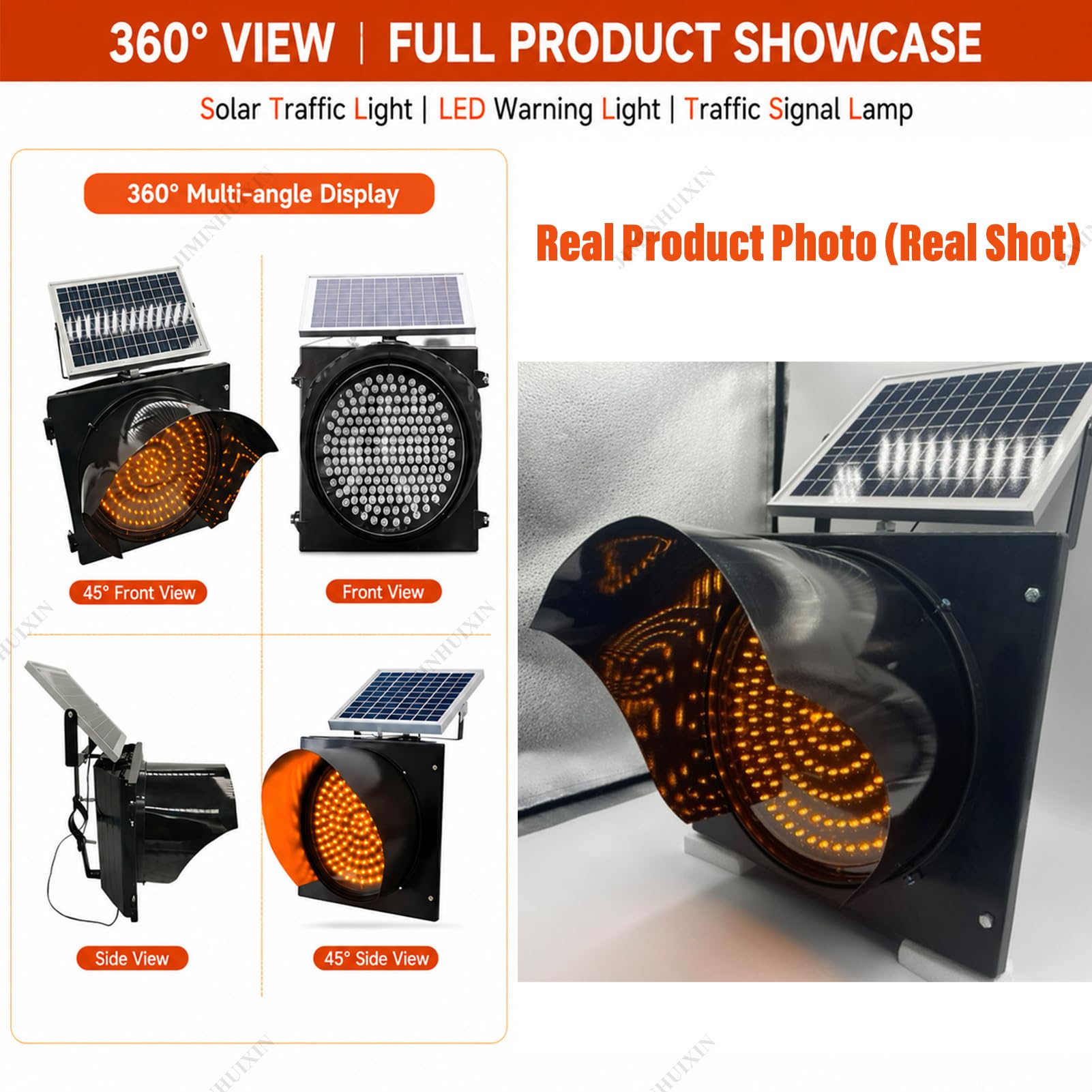 Señalización Vial: semáforo Solar, Luces Intermitentes Amarillas/Rojas de 30 cm para señales de Stop, baliza de Advertencia de tráfico LED Industrial, luz de Seguridad para Carreteras