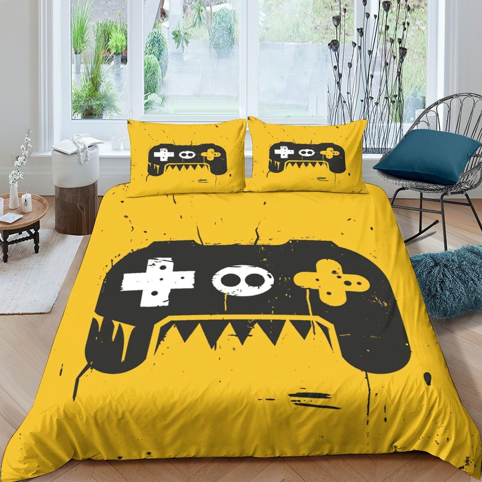 UENDOKRNN Colourful Gamepad Duvet Cover Sets 3 PCS Hotel Quality Quilt Cover Bedding Sets Bed Covers with Pillowcases with Zipper Closure Ultra Soft Anti Allergic Microfiber Double（200x200cm）