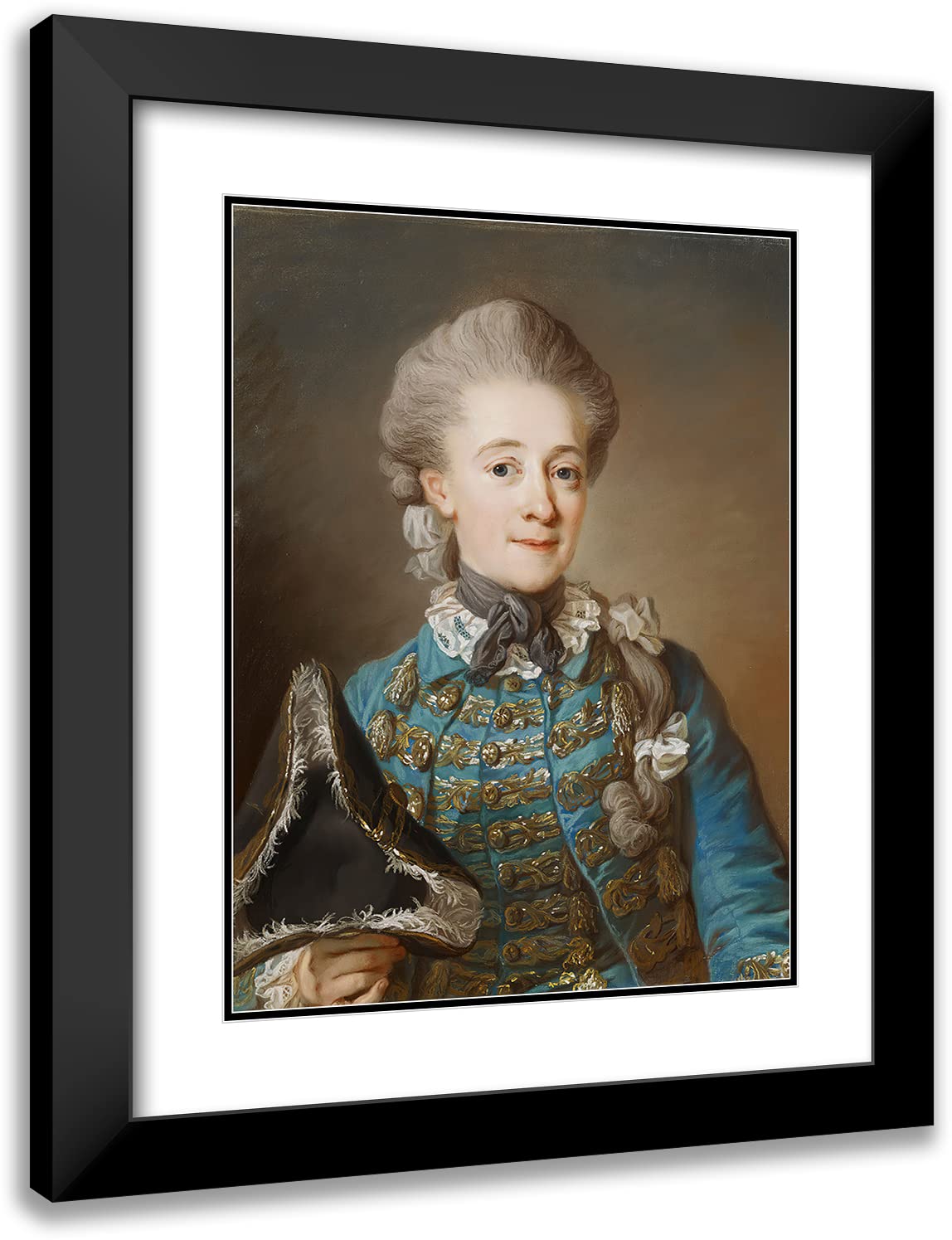 ArtDirect Gustaf Lundberg 19x24 Black Modern Frame and Double Matted Museum Art Print Titled - Baronican Ulrica Fredrika Cedercreutz (1770)