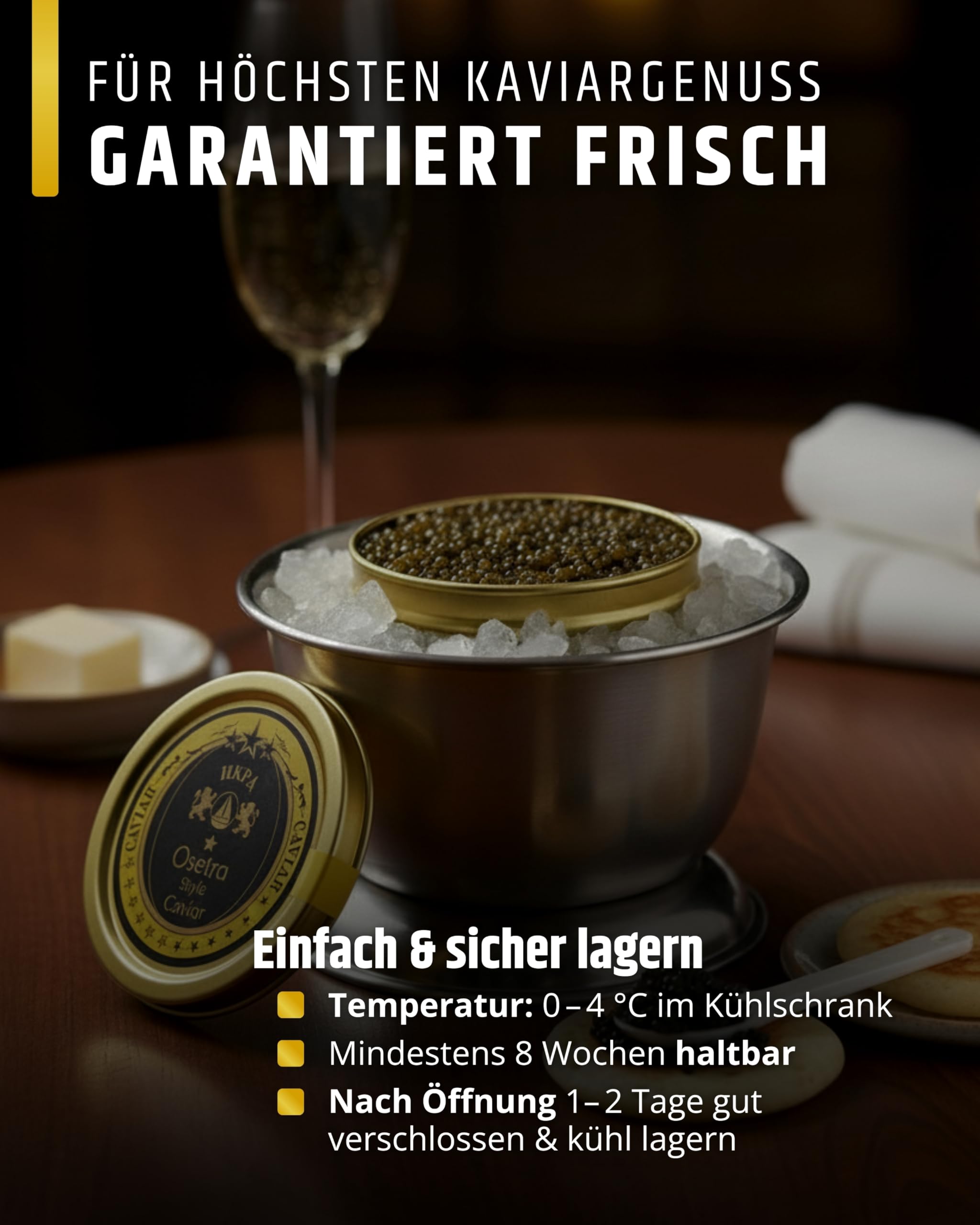 SEPEHR DAD CAVIAR Osietra Kaviar Select 30 g I mittelgroßes Korn 2,9 mm I Osietra-Caviar aus nachhaltiger Aquakultur I zart nussig & fein ausbalanciert I inkl. gratis Perlmuttlöffel
