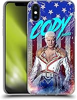 Vista 53 de Head Case Designs Funda de gel suave con licencia oficial de la WWE American Nightmare Flag Cody Rhodes Graphics compatible con Apple iPhone 7