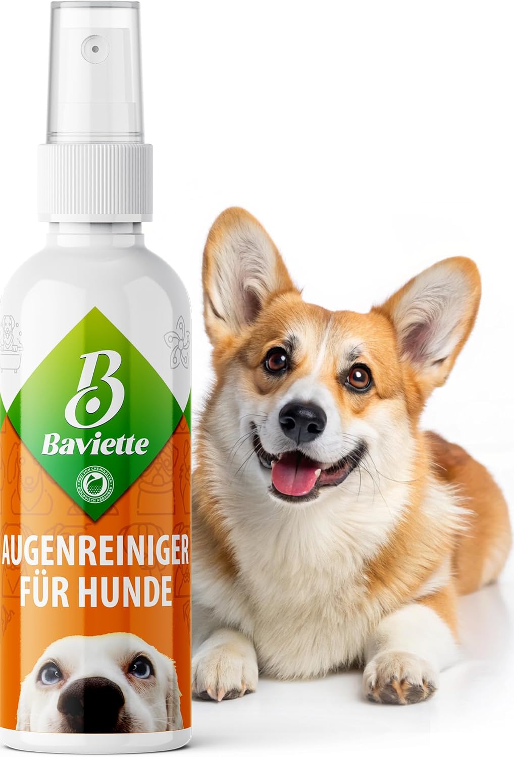 Hundepflege – 100 ml Augenreiniger für Hunde, sanftes Pflegespray gegen Tränenflecken und Tränenspuren – geruchlos, alkoholfrei, pH-neutral – probiotisch inspiriert von Mikroorganismen