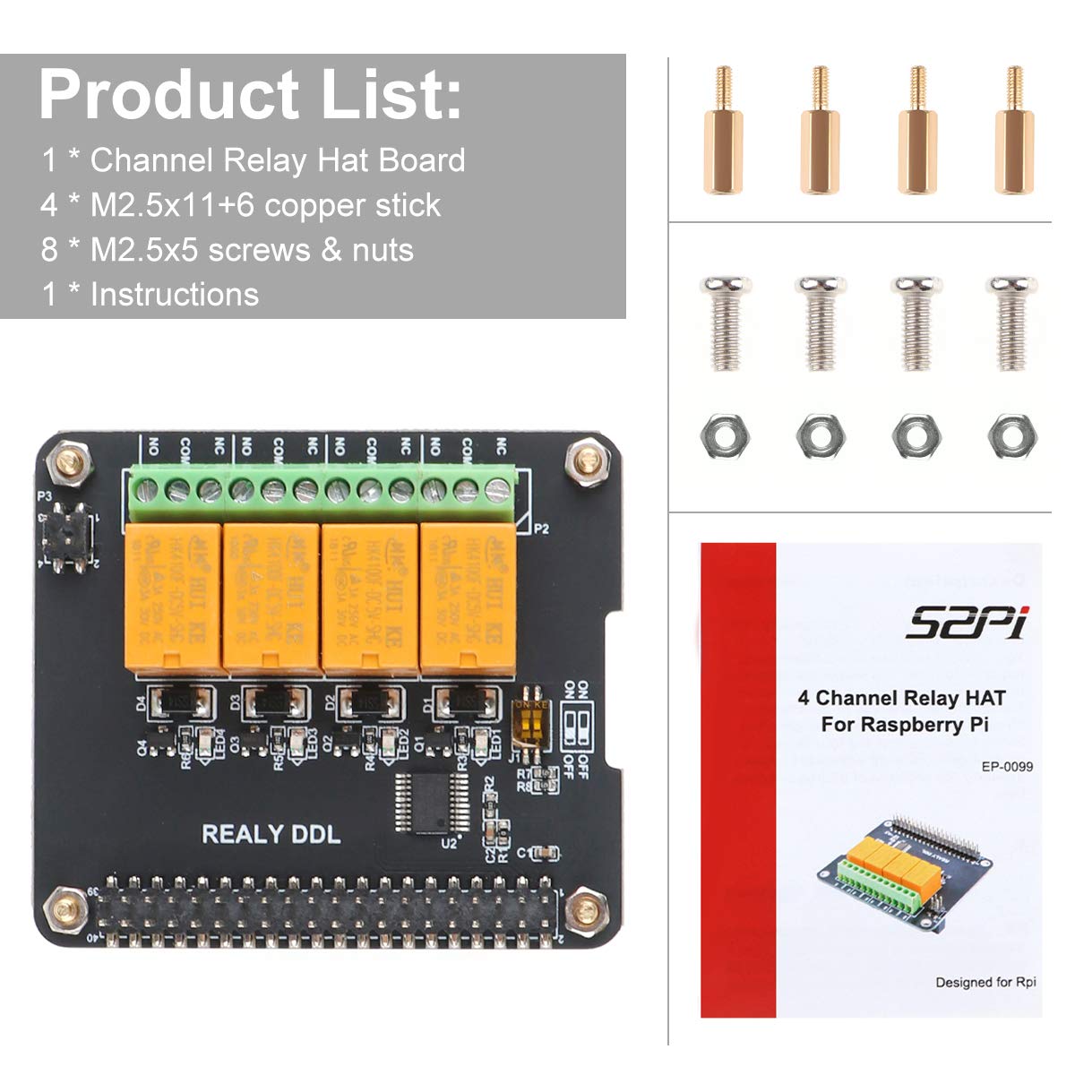 MakerFocus Raspberry Pi Expansion Board 4 Channel Relay Board Module