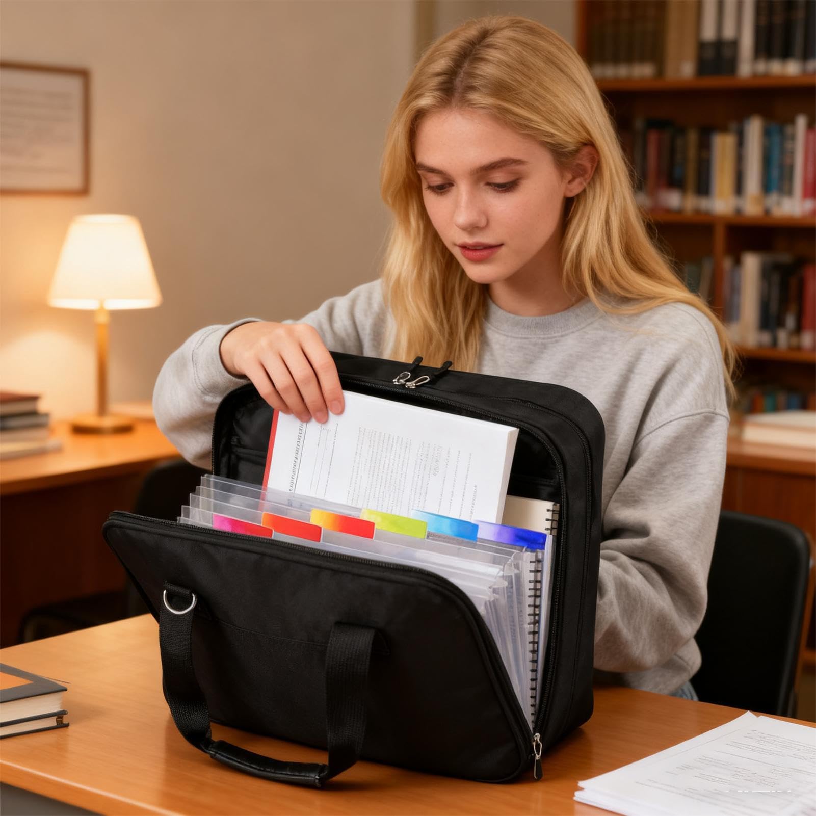 Portabustelle Con Cerniera E Cinturino Con Tracolla E Capacità 500 Fogli | Raccoglitore Con Cerniera 3 Anelli Con Manico Per Documenti Laptop Quaderno Studenti Insegnanti Scuola Ufficio Viaggio St