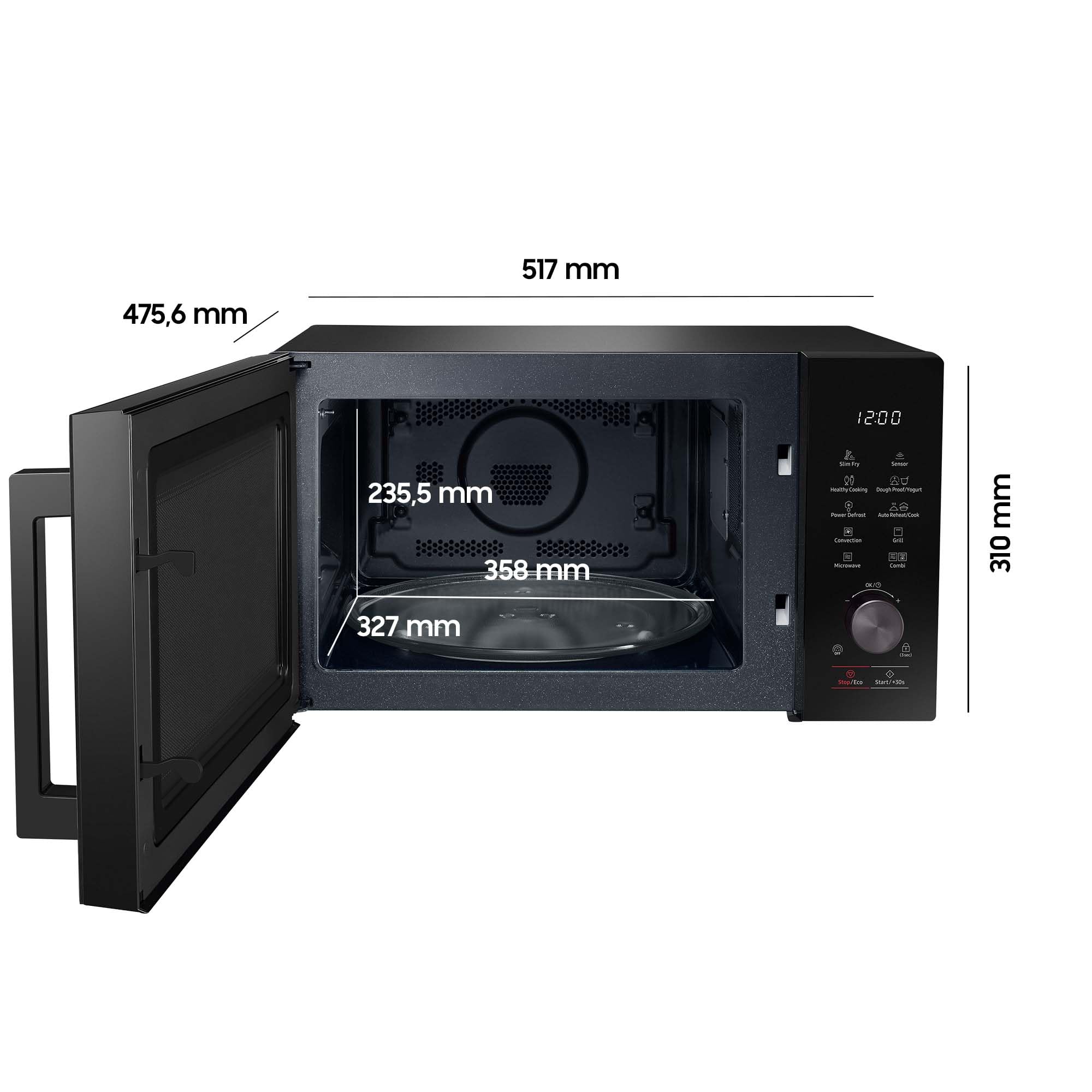 Samsung MC28A5137KK/E1 Kombi-Mikrowelle 900 W 28 l AirFry Power Defrost Keramik-Emaille Schwarz