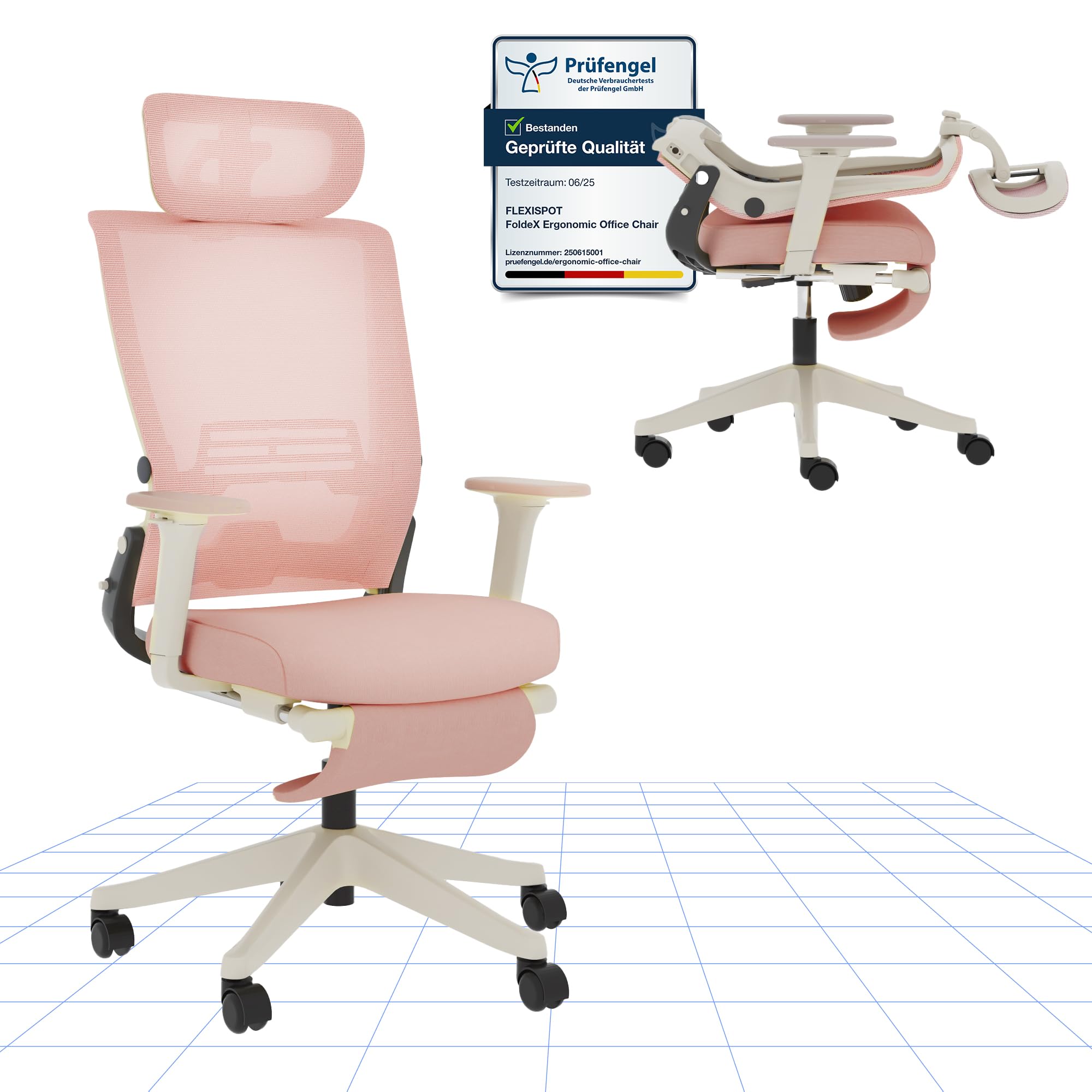 FLEXISPOT Foldex Ergonomic Office Chair โ 2D Adjustable Headrest, Height-Adjustable Armrests & Retractable Footrest | Foldable Backrest & Lumbar Support | Compact Home Office, Gaming & Study Chair โ image 1