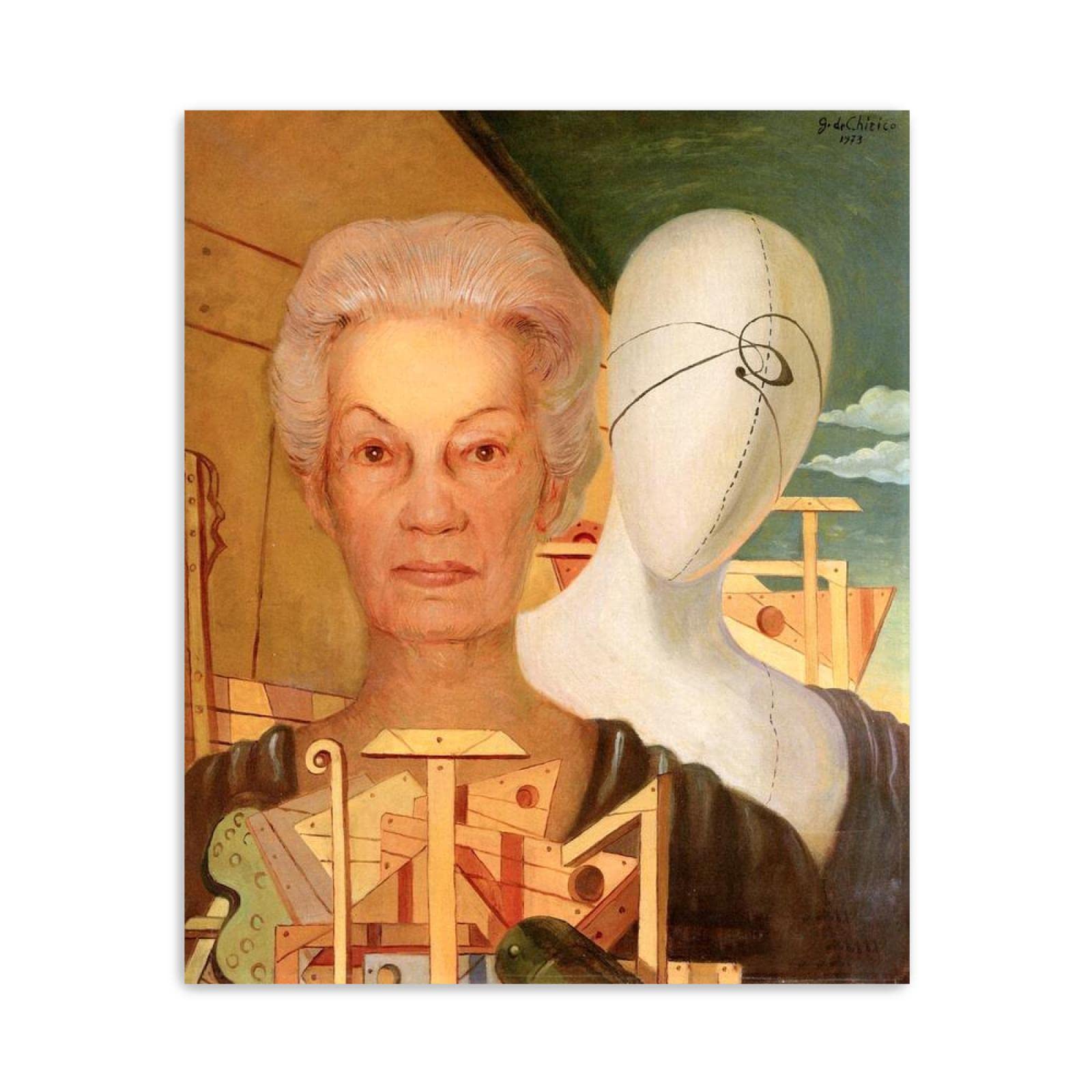 JZSDGB Giorgio de Chirico Słynny artysta na płótnie, sztuka ścienna, reprodukcje obrazów, plakaty, portret Signora Rondi Gariboldi'Dzieła sztuki, obrazy do dekoracji biurowych, 20 x 24 cm, bez ramy
