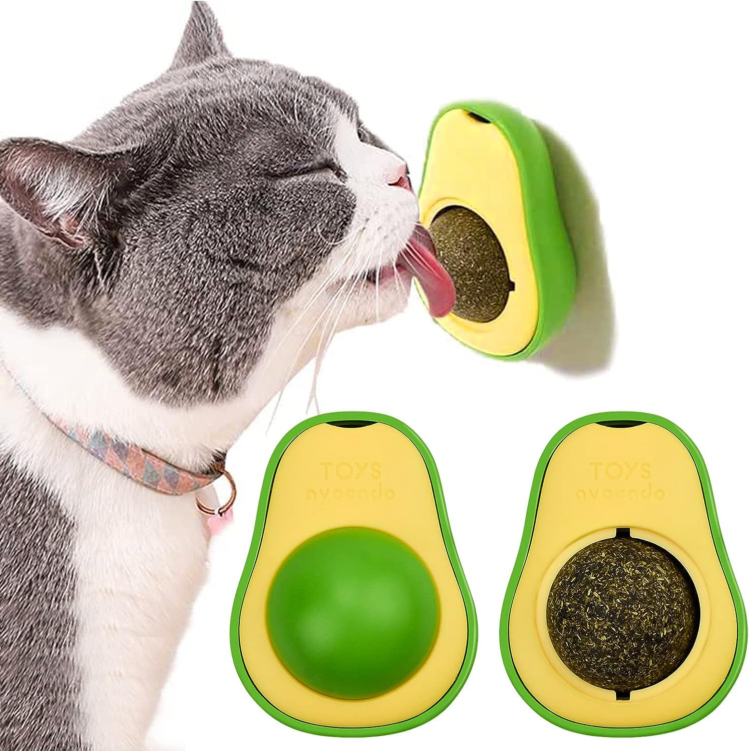 PetVogue 2 Pack Cat Catnip Ball Avocado Shape, Catnip Edible Licking Ball Cat Treat Toy Rotatable Catnip Ball Edible Kitten Avocado Toy Pet Chew Toys for Cats Lick Teeth Dental Catnip Wall Treats (B0CFY4B93S) Amazon Price History, Amazon Price Tracker