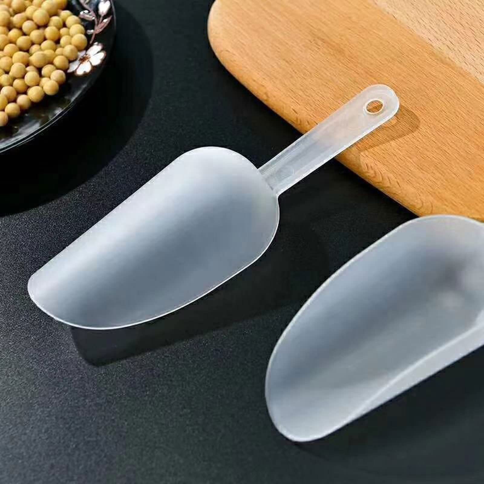 Cucharones de Cocina 1 Pieza Mini Pala de plástico para Hielo Pala pequeña Transparente Cuchara para harina Alimentos Dulces Cuchara para Helado Cucharas medidoras Palas