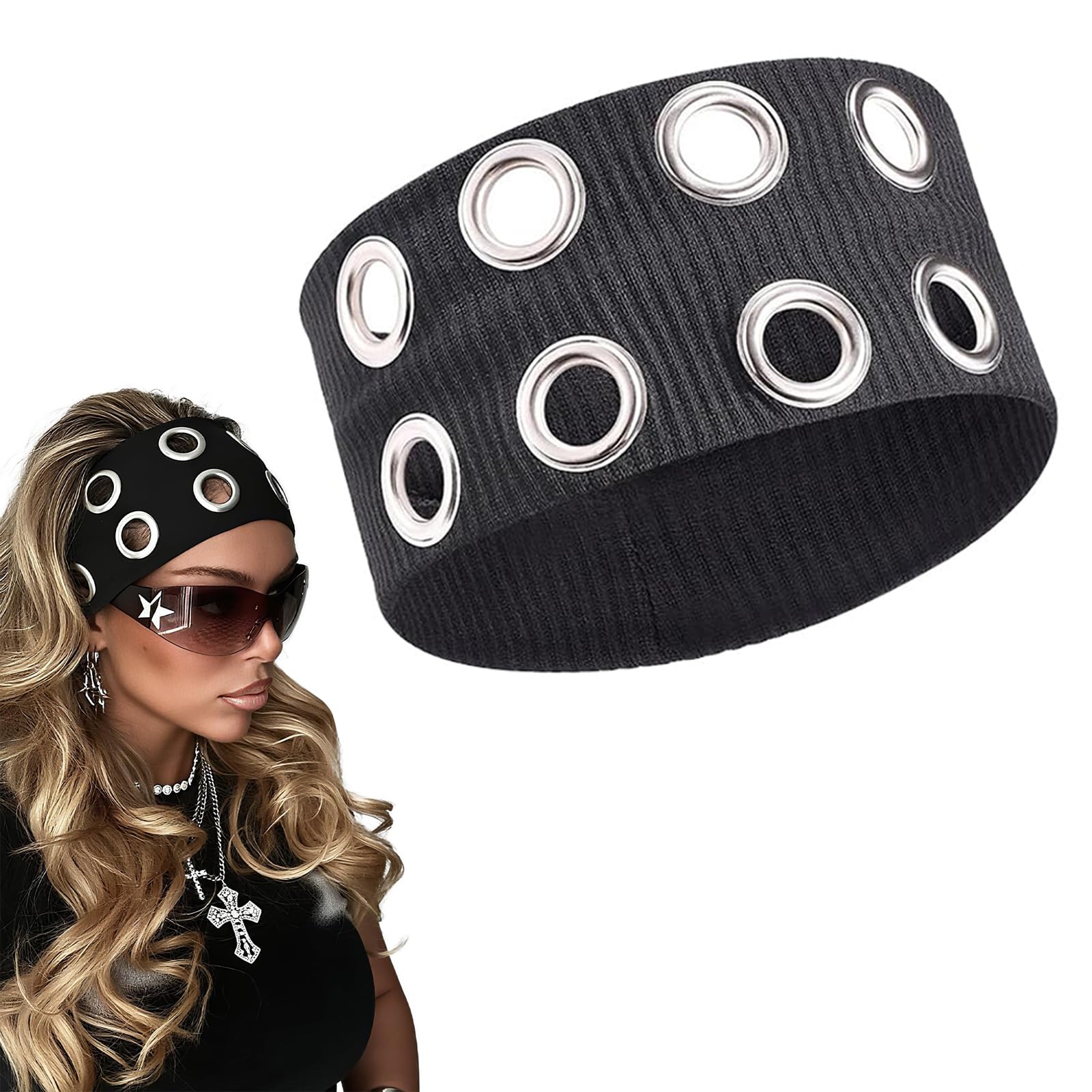 Fascia elastica da donna con occhielli scavati, 2 pezzi, ampia